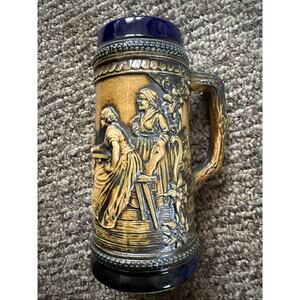 Vintage GERZ West Germany Beer Stein "Einkuhler Trunk Gibt Rilen Schwung" blue